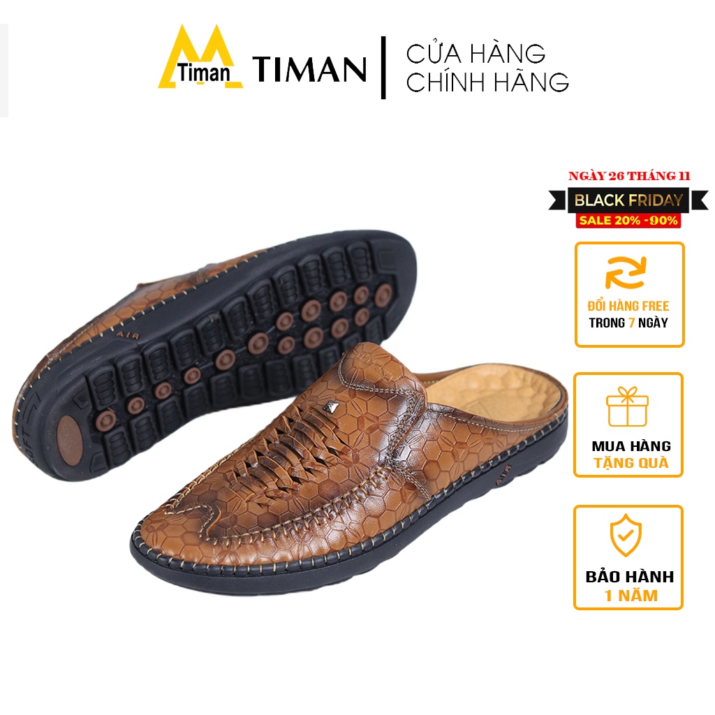 Giày bít mũi da bò TIMAN SA10 sang trọng êm chân thời trang bảo hành 5 năm