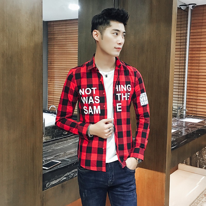Áo sơ mi nam ca rô đỏ đen