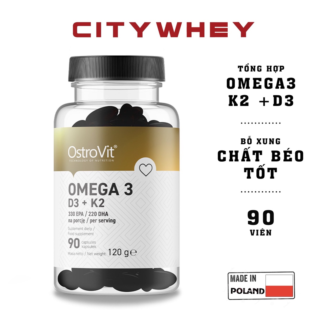 VITAMIN-KHOÁNG CHẤT OSTROVIT OMEGA 3 D3+K2 90VIÊN-180VIÊN - HÀNG BALAN