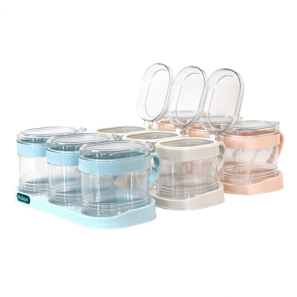 Bộ 3 Lọ đựng gia vị Hokori 2936 Việt Nhật ,Có Nắp Đậy .ĐTLV