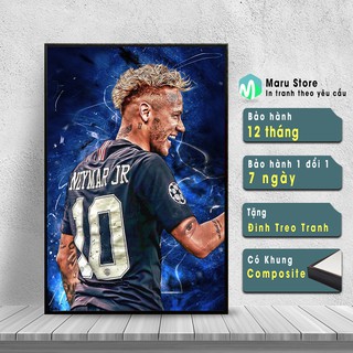 Tranh cầu thủ bóng đá neymar, có khung composite cao cấp, trang trí phòng net, góc gaming, quán coffee