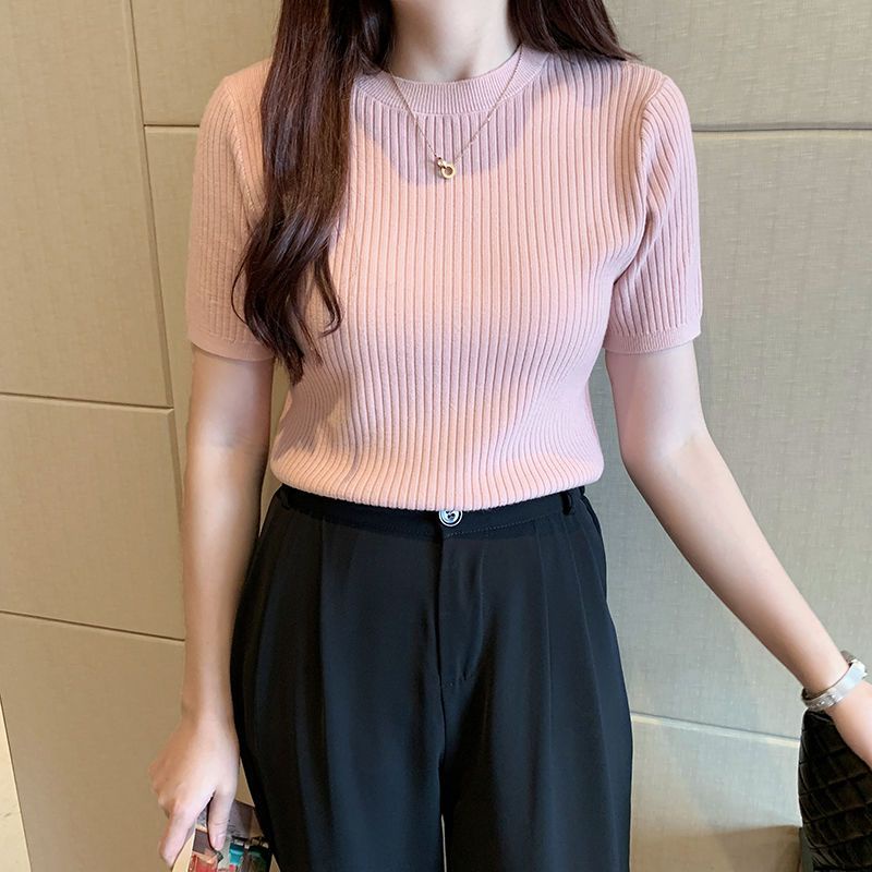 Áo Sweater Cổ Tròn Tay Ngắn Phong Cách Thời Trang Mới 2023
