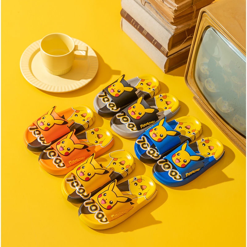 Pokemon kids Slippers Indoor Slippers Cute Pikachu Slippers Summer Cartoon Slippers Home Slippers Non-slip Soft Bottom Sandals and Slippers Bath Shoes Outdoor Slippers Baby Slippers