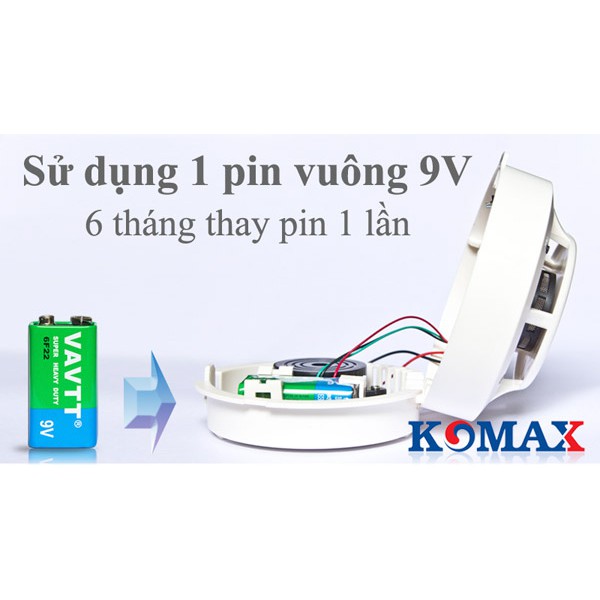 Báo Khói Không Dây Tần số 433 Mhz KM-S52W, đầu dò báo cháy không dây