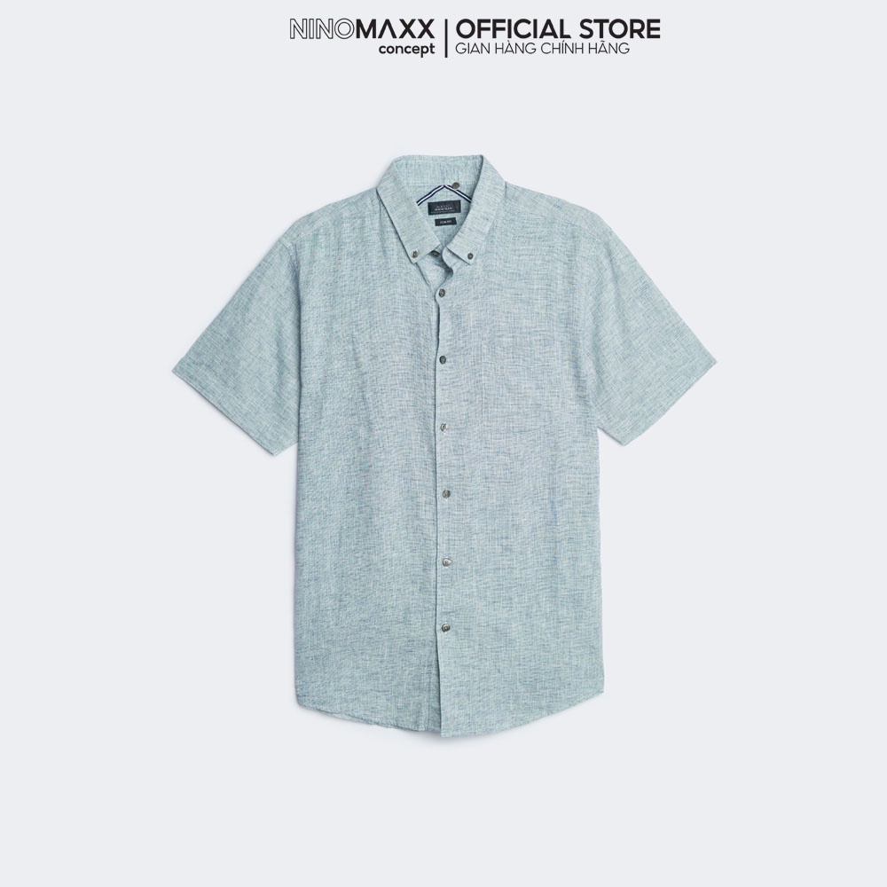 Ninomaxx Áo Sơ Mi Nam cộc tay dáng regular fit nhiều màu cotton pha lanh 1811008