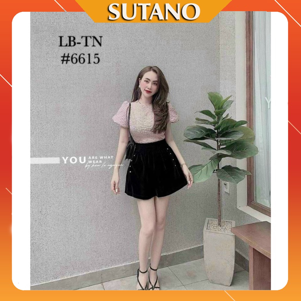 Quần short nữ-sooc nhung đính đá sang chảnh cao cấp Q476 SUTANO