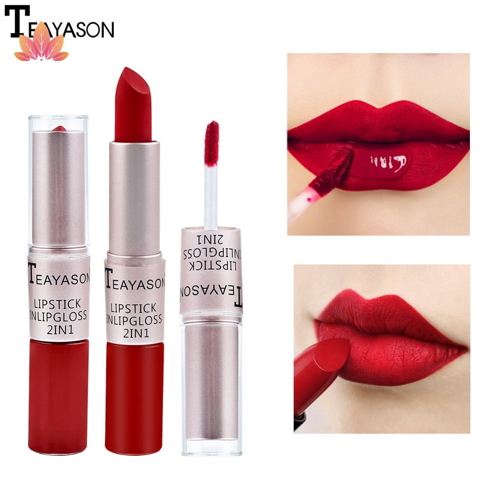 [Hàng mới về] Son môi dạng lỏng 2 trong 1 dưỡng ẩm chống nước lâu trôi có 6 màu lựa chọn