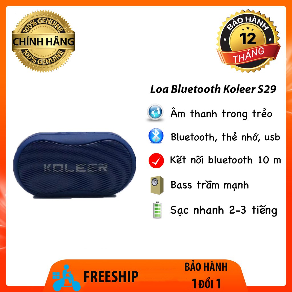 Loa bluetooth KOLEER S29 nhỏ gọn tiện dụng, âm thanh hay