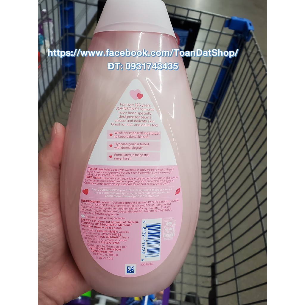 Hàng Mỹ - Sữa Tắm Dưỡng Ẩm Da Cho Bé Johnson's Gentle Baby Body Moisture Wash, 800 ml