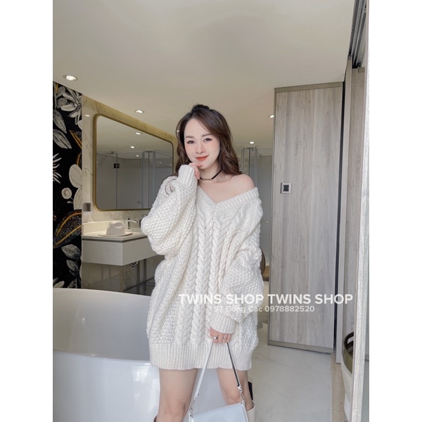 Áo len vặn thừng 66948 dáng trễ vai