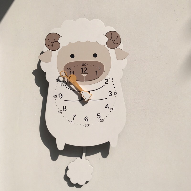 Đồng hồ treo tường kim trôi, đồng hồ trang trí nhà cửa, decor nhà hình cừu đáng yêu - Sheep wall M219 clock