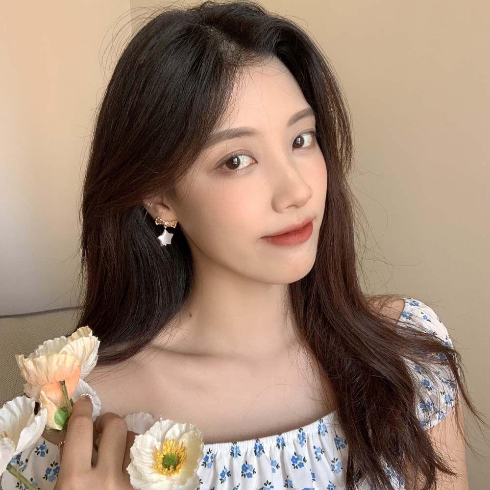 Bông Tai Xỏ Hình Học Đính Nơ Họa Tiết Hoạt Hình Phong Cách Hàn Quốc Cho Nữ