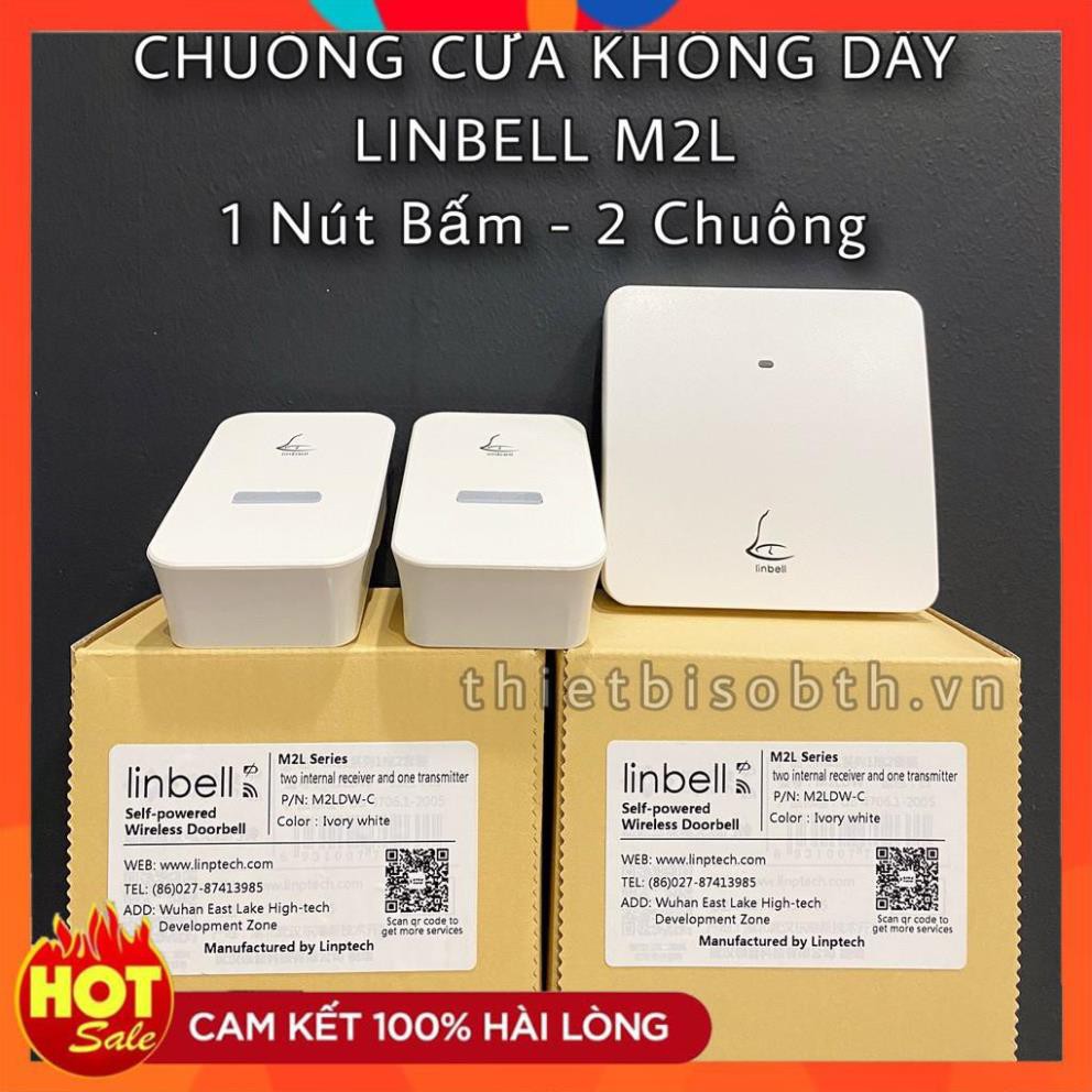 [Hàng Xịn] Chuông Cửa Không Dây Thông Minh, 2 Chuông, 1 Nút Bấm LinBell M2L