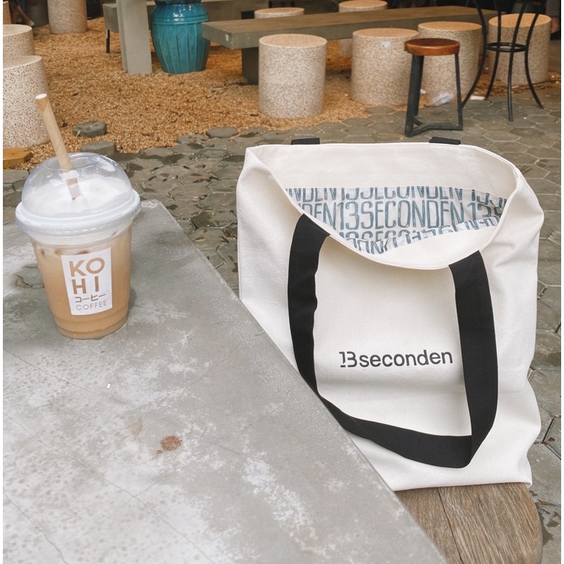 Túi Tote Trắng Quai Đen 13seconden