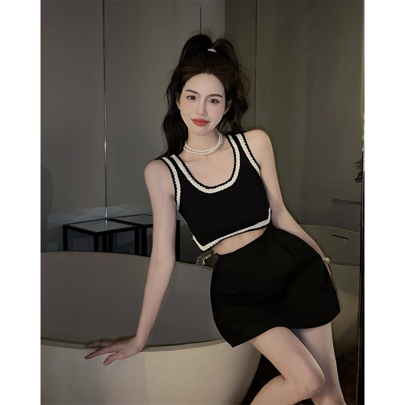 Cocory vn Set Áo hai dây Thêu Hoa + Chân Váy Chữ A Thời Trang Nữ Tính