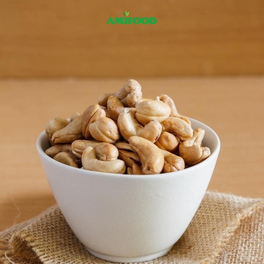 Hạt Điều Sấy Nguyên Vị  Amifood Size To,Sạch Vỏ, Ăn Vặt Mẹ Bầu Thơm, Giòn ,Ngậy - 500Gram