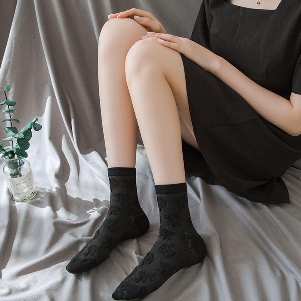 Vớ Lolita Phối Ren Thoáng Khí In Họa Tiết Hoa Hồng Dễ Thương Thời Trang Cho Nữ 1
