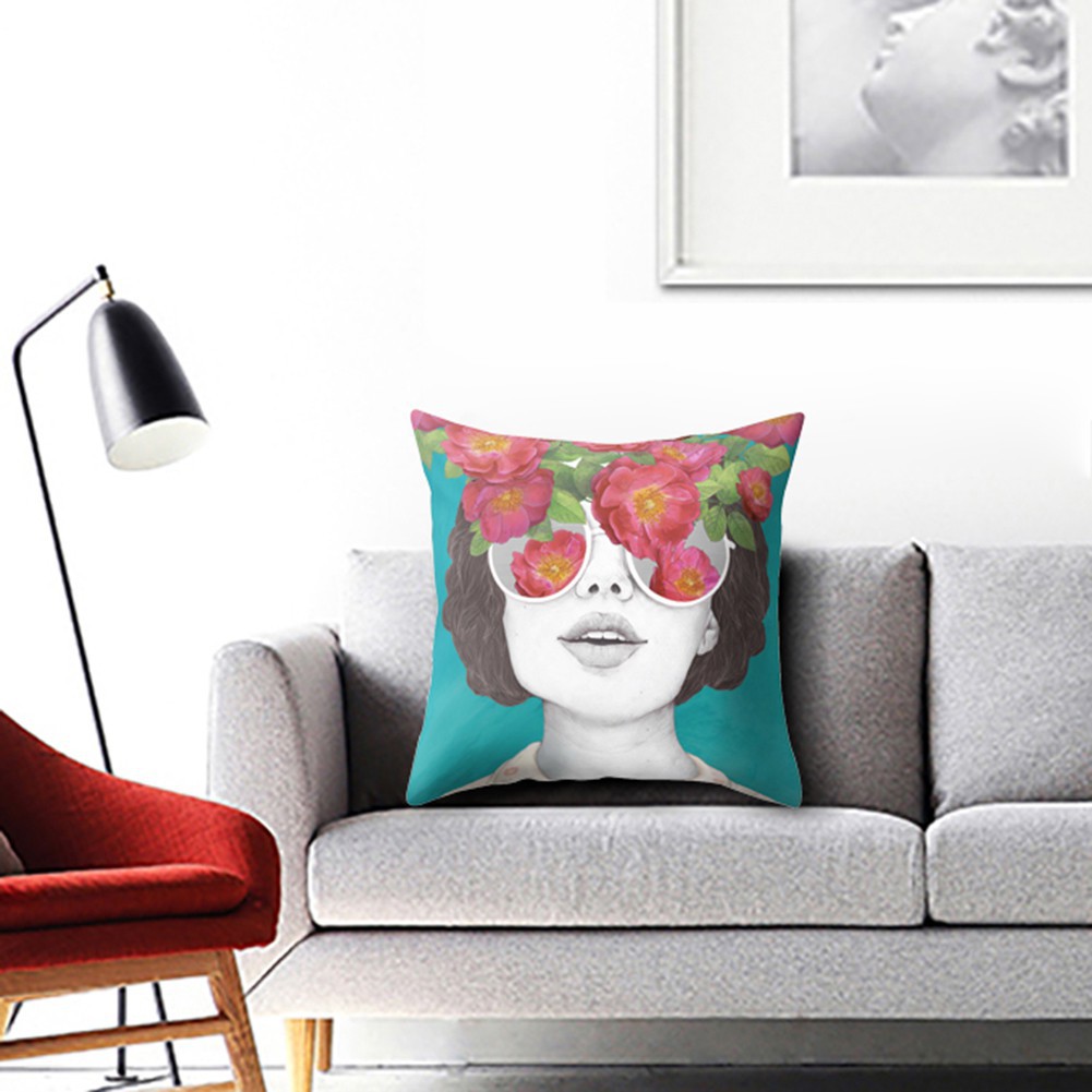 Bao gối tựa lưng in trang trí hoa hiện đại