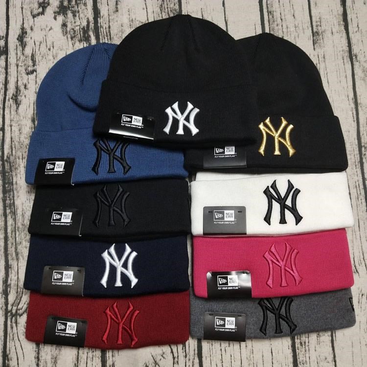 MLB Mũ dệt kim thêu chữ ny Yankees thời trang mùa đông hàn quốc