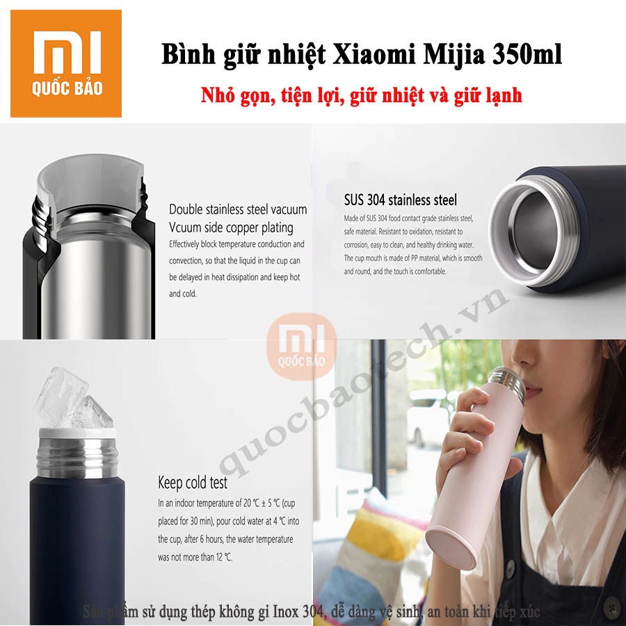 Bình giữ nhiệt Xiaomi Mijia 350ml- Tiện lợi, an toàn