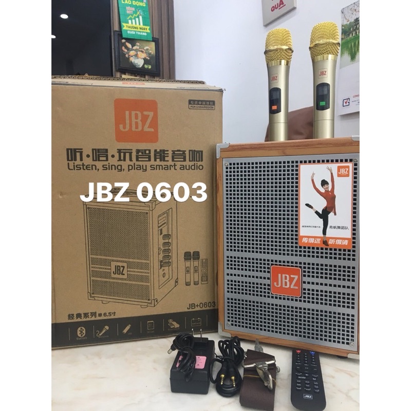 Loa kéo Bluetooth JBZ 0603 công suất 150W tặng kèm 2 micro không dây