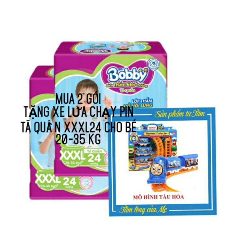 (TẶNG XE LỬA BOB) COMBO 2 GÓI TÃ QUẦN BOBBY XXXL24 CHO BÉ 20-35Kg