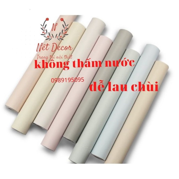 Cuộn 10m Giấy dán tường có keo sẵn màu trơn đơn sắc