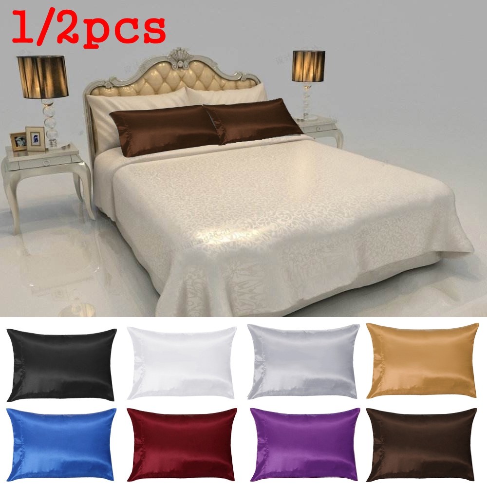 SUYOU 1/2 Pcs Pure Mulberry Silk Pillow Case Bedding Solid Color Soft Cushion Cover