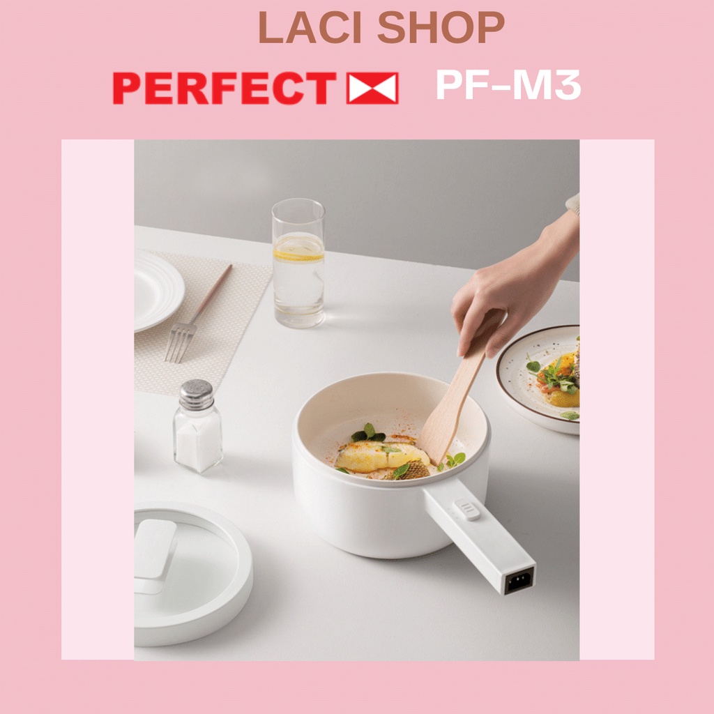 Nồi điện đa năng mini có kèm xửng hấp Perfect PF-M3 Công suất 700W tỏa nhiệt đều làm sôi nhanh nước chất liệu nhựa PP