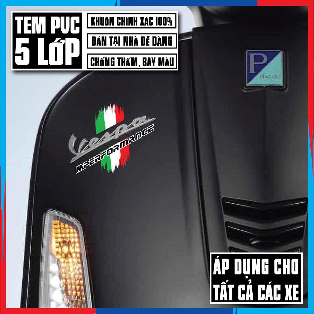 Tem Xe Performance ITALY / AMG / ĐỨC / PHÁP - Chất Liệu PVC Cao Cấp Chống Nước, Bền Màu Dán Xe Máy, Xe Hơi