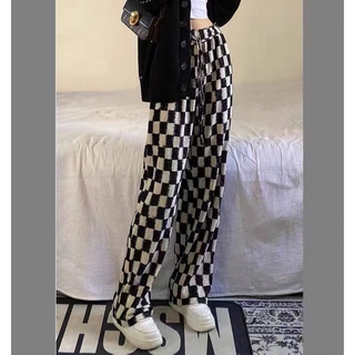 Quần Dài Cạp Cao Giảm Béo Giảm Béo Kẻ Caro In Hình Bàn Cờ