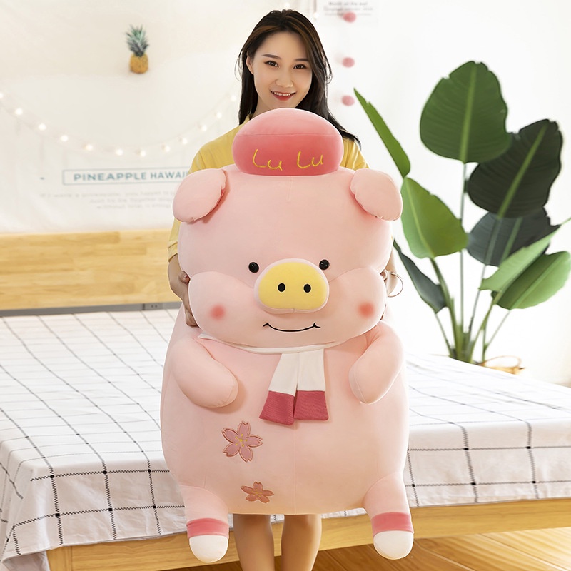 [Hàng mới về] Gấu bông Heo Lu Lu hoa anh đào lông mịn Đáng yêu