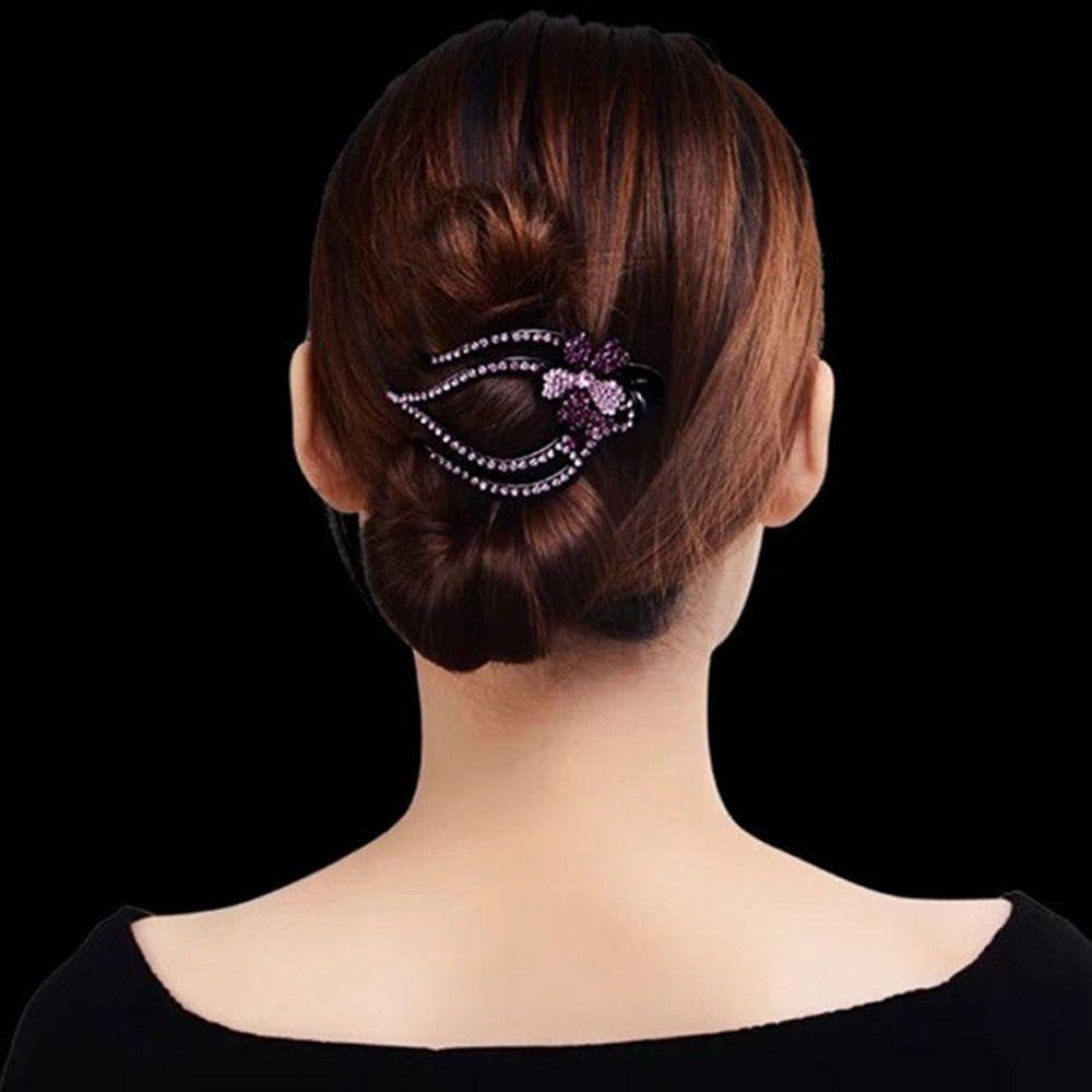 BORAG Kẹp Tóc Đính Đá Hình Hoa / Trái Tim Linh Hoạt Thời Trang