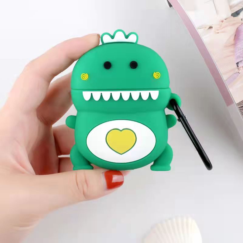 Vỏ Bảo Vệ Hộp Sạc Tai Nghe bluetooth Không Dây Airpods 3/1/2 pro Bằng Silicon Mềm Hình Khủng Long 3D Dễ Thương