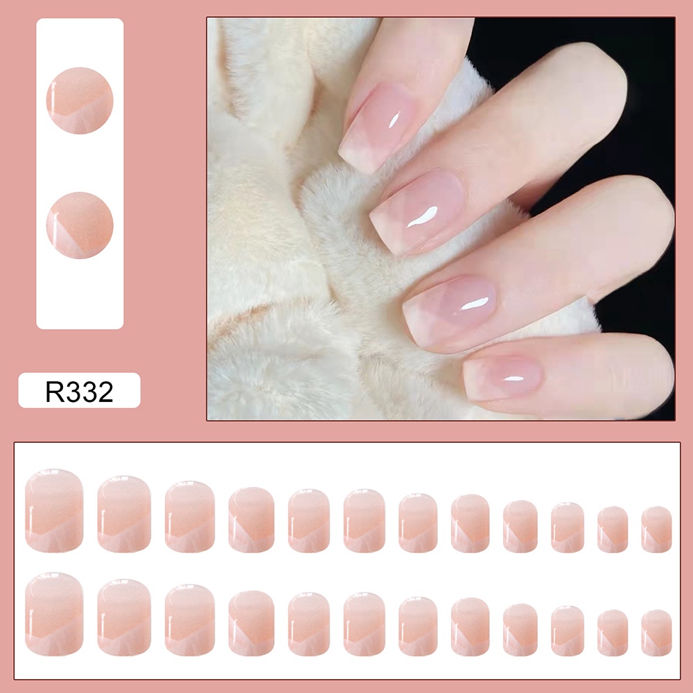 YADORNOS Set 24 móng tay giả YADORNOS màu hồng dễ thương cho nữ