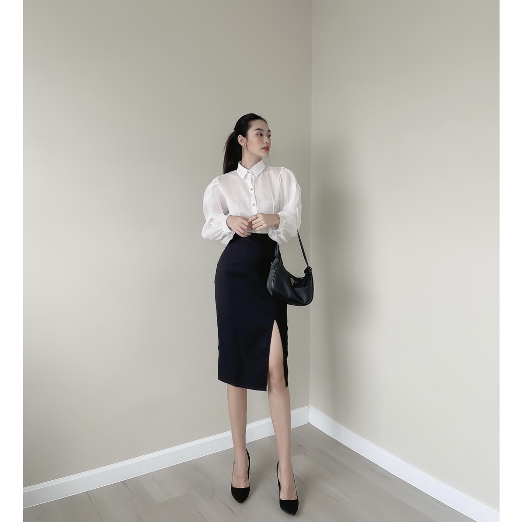 Set Sơ Mi Trắng Chân Váy Đen Công Sở -K822