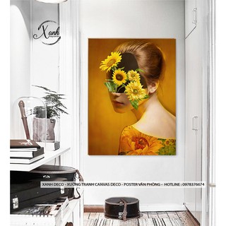 Tranh canvas CÔ GÁI HOA CÚC trang trí nội thất