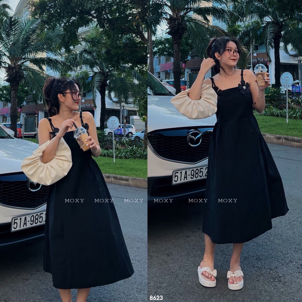 SP008623-2-Đầm dây đính hoa
