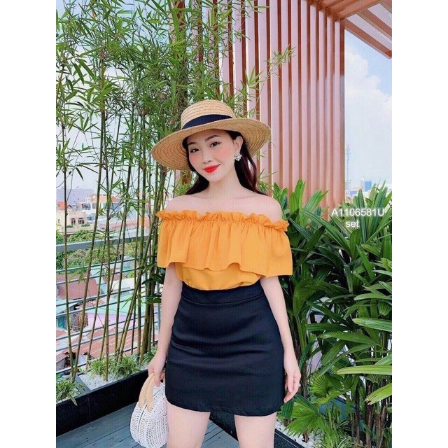 Chân Váy Chữ A Lưng Cao Chất Co Dãn Kèm Quần Trong