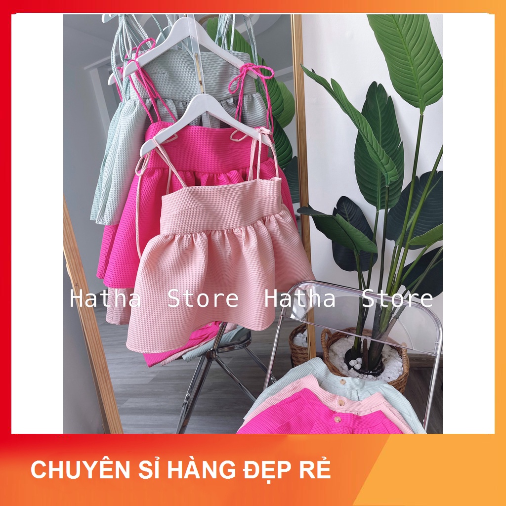 SET QUẦN SHORT + ÁO PEPLUM BỒNG 2 DÂY SIÊU DỄ THƯƠNG KÈM ẢNH THẬT SHOP CHỤP