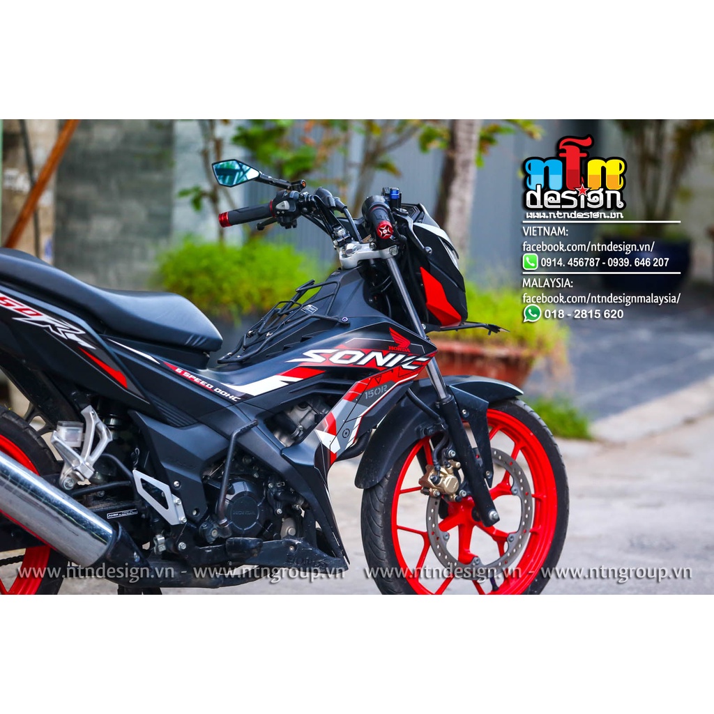 Tem Rời Dán Xe Sonic Mẫu 150R Đen Đỏ Xám Cực Chất, Hàng 3 Lớp Chất Lượng Cao