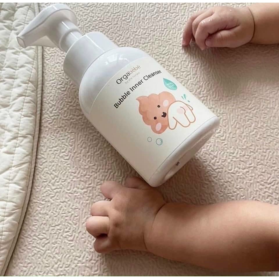 Dung dịch vệ sinh mông và vùng kín cho bé Orgabebe Bubble Inner Cleanser 300ml Hàn quốc cho bé 0m+