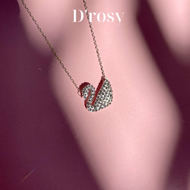 Dây chuyền nữ bạc mặt thiên nga nạm đá trắng xinh xắn