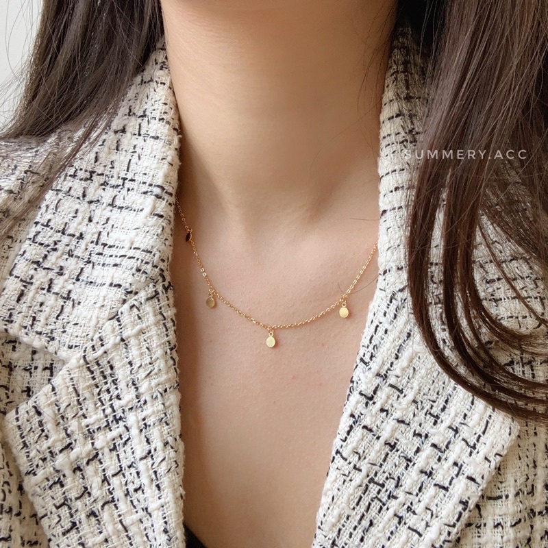 Vòng cổ bạc 925 SUMMERY chocker chuỗi tròn dây chuyền S925 mạ vàng