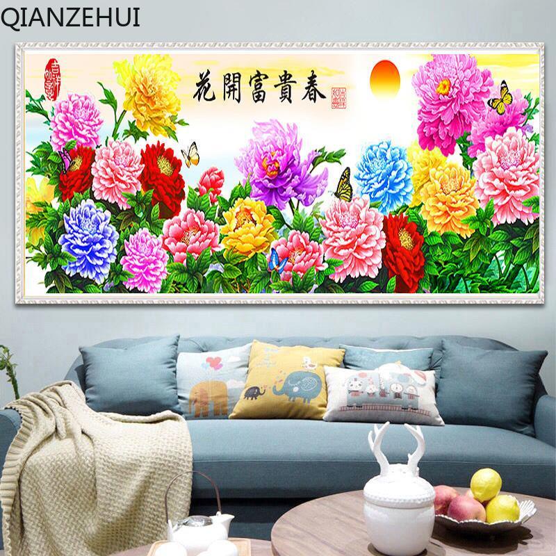 Bộ Tranh Thêu Chữ Thập 11CT DIY Hình Hoa Nhiều Màu Sắc