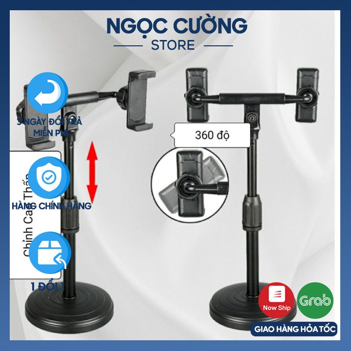 Giá đỡ điện thoại loại 2 điện thoại cao 25cm- kẹp điện thoại đôi để bạn tiện livestream | BigBuy360 - bigbuy360.vn