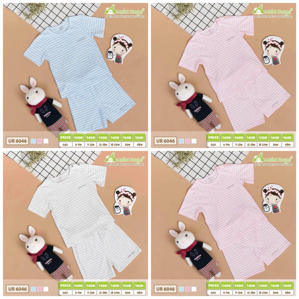 Bộ cộc tay bé trai bé gái Uala Rogo chất cotton