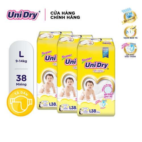 Combo 3 Tã Dán UniDry S48/M42/L38/XL34