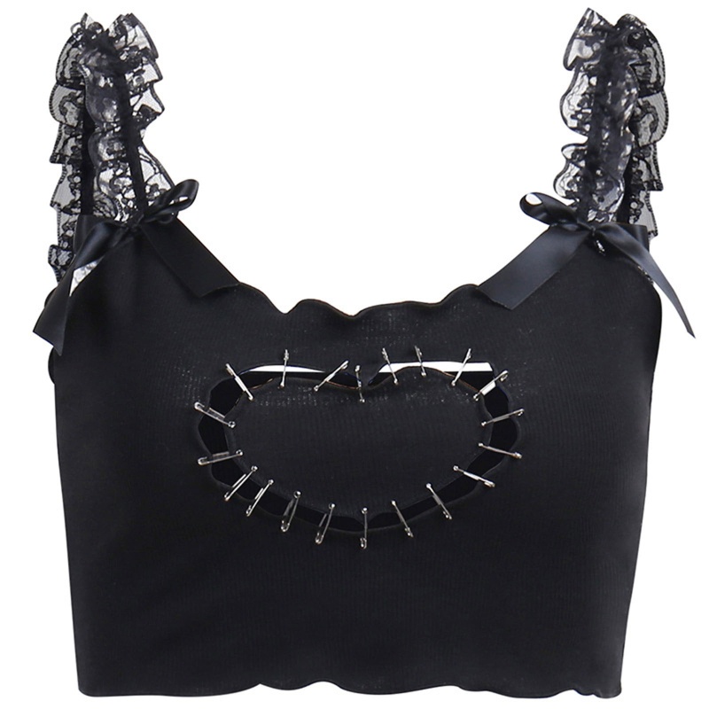 Áo Croptop Hai Dây Phối Ren Phong Cách Quyến Rũ Dành Cho Nữ