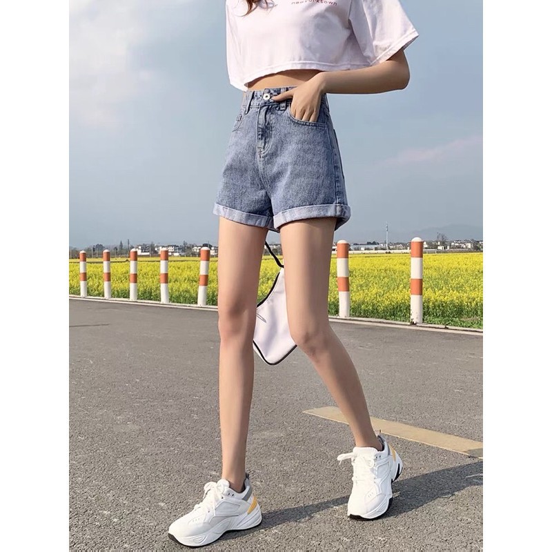 Quần sooc bò jean nữ quần shorts bò jean nữ cạp cao hot 2021